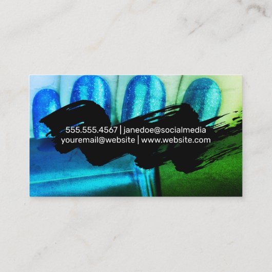 Anstrichene, handgefertigte Nägel Visitenkarte (Rückseite)