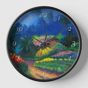 Anstrichene Island Shack Round Clock Uhr