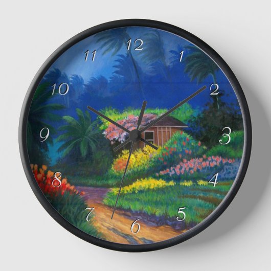 Anstrichene Island Shack Round Clock Uhr (Vorderseite)