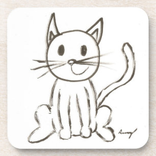Anstrichene Kitty-Untersetzer - Set von 6 Jahren Untersetzer