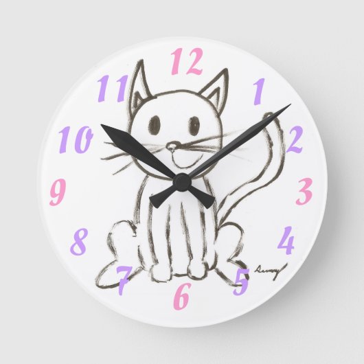 Anstrichene Kitty Wall Uhr (Vorderseite)