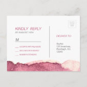 Anstrichene Marsala rosa moderne einfache Hochzeit Einladungspostkarte (Rückseite)