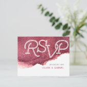 Anstrichene Marsala rosa moderne einfache Hochzeit Einladungspostkarte (Stehend Vorderseite)