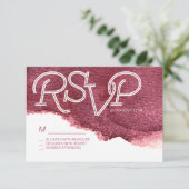 Anstrichene Marsala rosa moderne einfache Hochzeit RSVP Karte (Stehend Vorderseite)