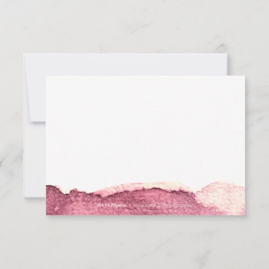 Anstrichene Marsala rosa moderne einfache Hochzeit RSVP Karte (Rückseite)