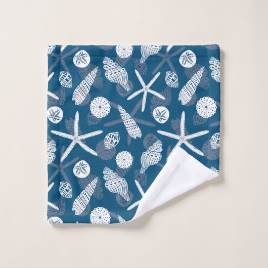 Anstrichene Muscheln und Starfish Badhandtuch Set (Waschlappen)