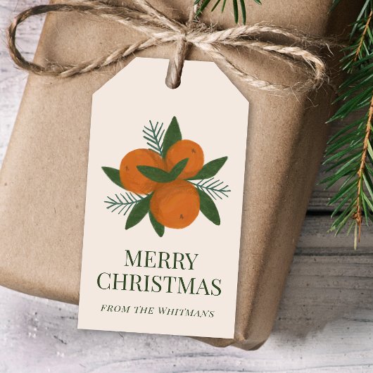 Anstrichene Orangen und Zitrusfrüchte Weihnachtsna Geschenkanhänger