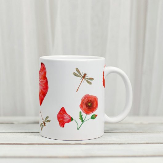 Anstrichene Poppies und Libellen Jumbo-Tasse