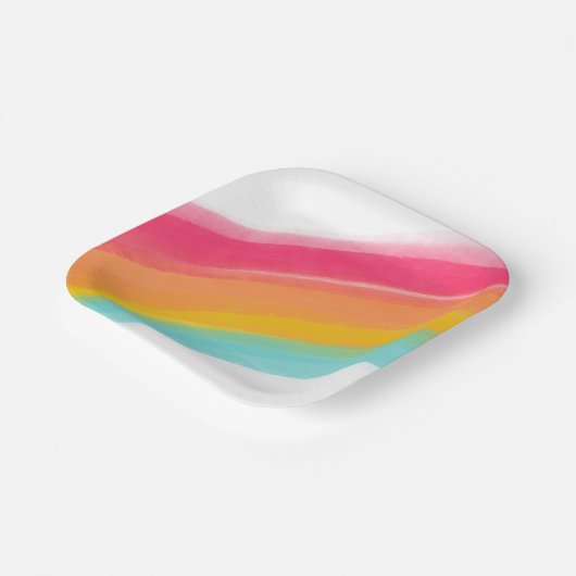 Anstrichene Rainbow Birthday Paper-Teller Pappteller (Gewinkelt)