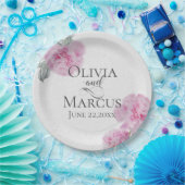 Anstrichene rosafarbene Zinnspitzen auf Reißpapier Pappteller (Party)