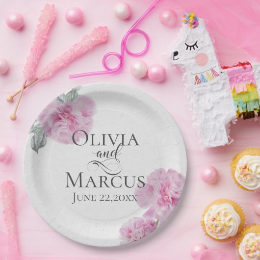 Anstrichene rosafarbene Zinnspitzen auf Reißpapier Pappteller (Party)