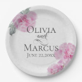 Anstrichene rosafarbene Zinnspitzen auf Reißpapier Pappteller (Vorderseite)