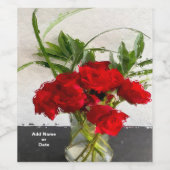 Anstrichene Rote Rosen im Schwarz-Weiß-Hintergrund Weinetikett (Einzelnes Label)