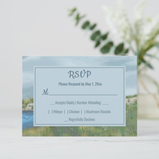 Anstrichene Seasidel-RSVP-Karte RSVP Karte (Stehend Vorderseite)