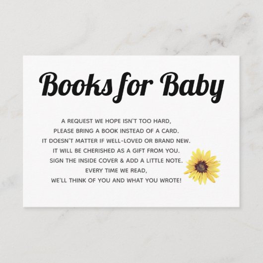 Anstrichene Sonnenblumenbücher für Baby Begleitkarte (Vorderseite)
