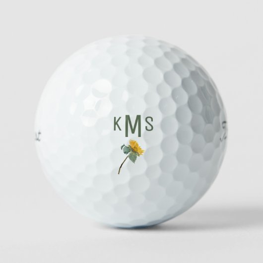 Anstrichene Sonnenblumenspalte Monogram Titleist P Golfball (Vorderseite)