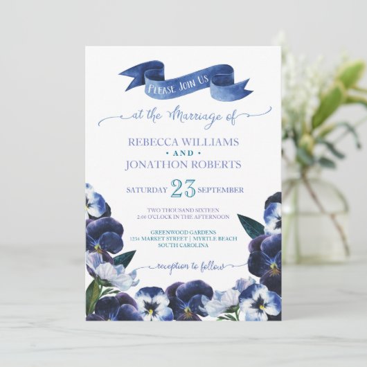 Anstrichene Stiefmütterchen Einladung (Stehend Vorderseite)