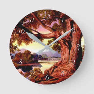 Anstrichene Sturdy Oak Round Clock Runde Wanduhr