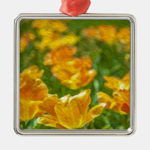 Anstrichene Tulips Silbernes Ornament