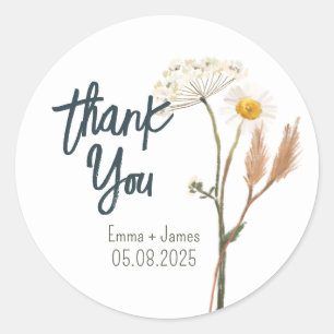 Anstrichene Wildblumen Dankeschön-Aufkleber Runder Aufkleber