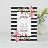 Anstrichfarbene Blume Streifen Brautparty Einladung (Stehend Vorderseite)