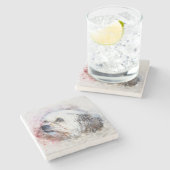 Anstrichfarbene Dog Print Steinuntersetzer (Seitenansicht)