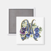 Anstrichfarbene Pansy Initial Monogramm - m Magnet (Vorderseite/Rückseite)