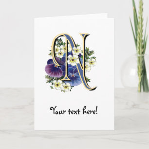 Anstrichfarbene Pansy Initial Monogramm - N