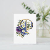 Anstrichfarbene Pansy Initial Monogramm - P Postkarte (Stehend Vorderseite)