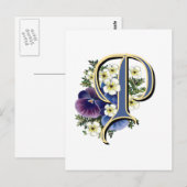 Anstrichfarbene Pansy Initial Monogramm - P Postkarte (Vorne/Hinten)