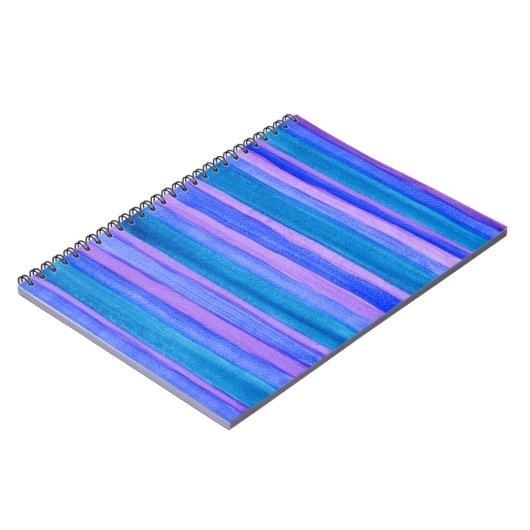 Anstrichfarbene Streifen: Aquamarin, blau, violett Notizblock (Linke Seite)