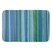 Anstrichfarbene Streifen in Blues und Grüntönen Badematte (Vorderseite)