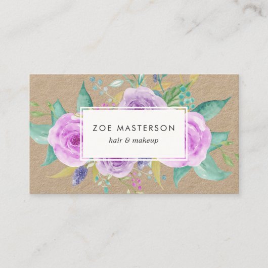 Anstrichfarbene violette Floral Kraft Visitenkarte (Vorderseite)