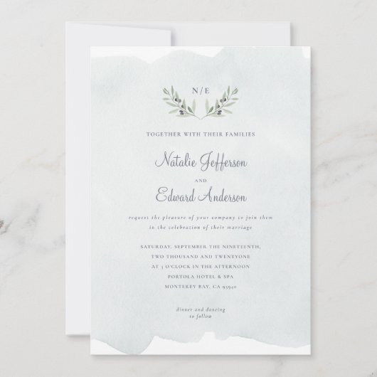 Anstrichfarbener Olivenzweig + Aquarellfarbe (Vorderseite)