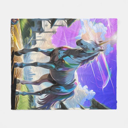 Anstrichfarbenes Einhorn Fleecedecke (Vorderseite (Horizontal))