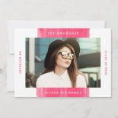 Anstrichfarbenes Hot Pink | Foto Graduation Party Einladung (Vorderseite)