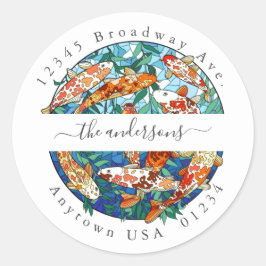 Anstrichter Koi Fish Pond Rücksendeadresse Umschla Runder Aufkleber