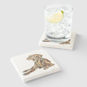 Anstrichter Schokolade Labrador Marmormor Unterset Steinuntersetzer (Seitenansicht)