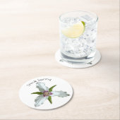 Anstrichter Trillium Spring Wildblume Paper Unters Runder Pappuntersetzer (Vor Ort)