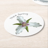 Anstrichter Trillium Spring Wildblume Paper Unters Runder Pappuntersetzer (Angewinkelt)