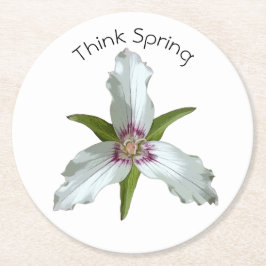 Anstrichter Trillium Spring Wildblume Paper Unters Runder Pappuntersetzer