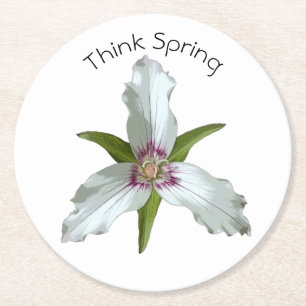 Anstrichter Trillium Spring Wildblume Paper Unters Runder Pappuntersetzer