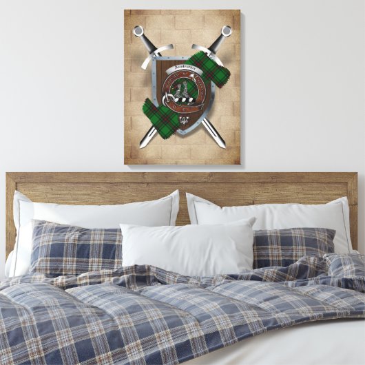 Anstruther Clan Abzeichen Crossed Schwerter Canvas Leinwanddruck (Insitu (Schlafzimmer))