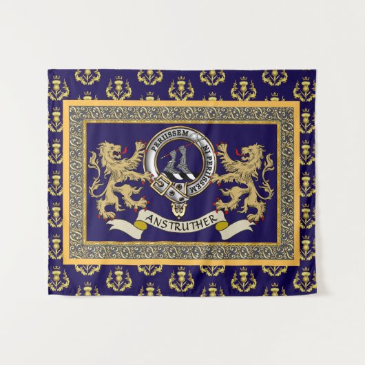 Anstruther-Clan-Abzeichen Personalisiert Blau Wandteppich (Vorderseite (Horizontal))