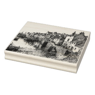 Anstruther, Fife, Schottland Vintag Sketch Gummistempel