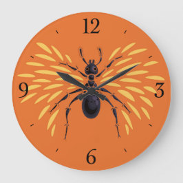 Ant Art Insect Lover Fiery Orange Entomology Große Wanduhr