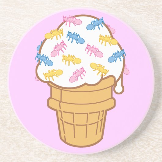 Ant Ice Cream Sandstein Untersetzer (Vorne)