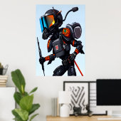 Ant in vollständiger Polizeipanzerung | AI Art Pos Poster (Heimbüro)