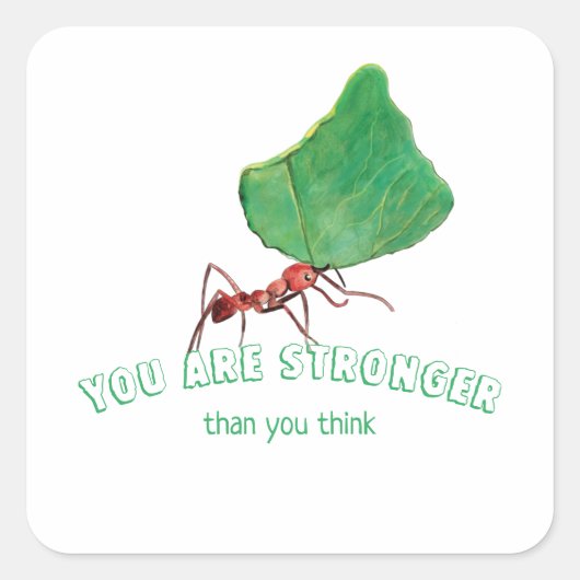 Ant mit einem großen Blatt Quadratischer Aufkleber (Vorderseite)