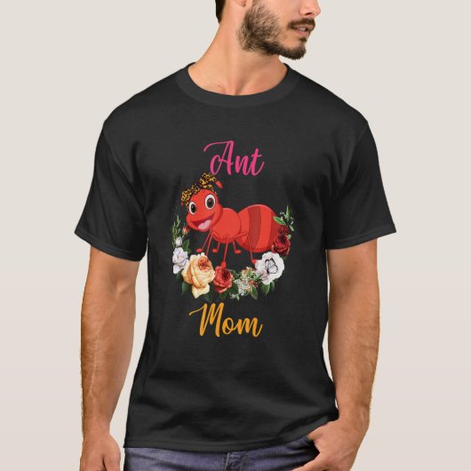 Ant Mom Floral Ant Bow Tie Lover Mother's Day T-Shirt (Vorderseite)